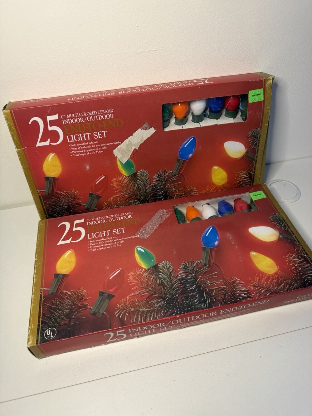 Vintage Christmas Tree Light Ceramic 2 Sets 25 Multicolor Indoor Outdoor *READ